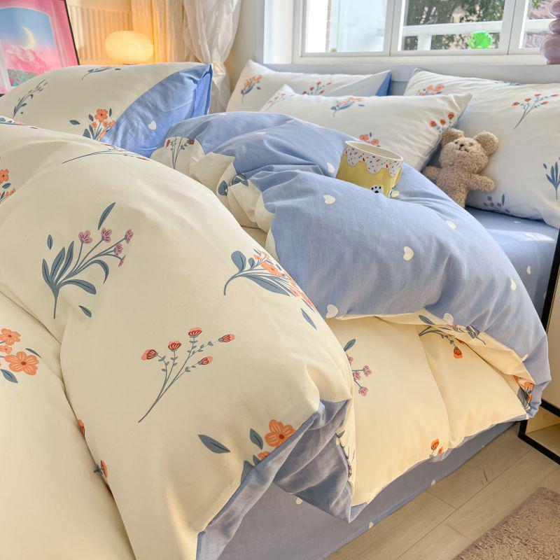 Sleep Grid 12868 Cotton Printed Four Piece Set