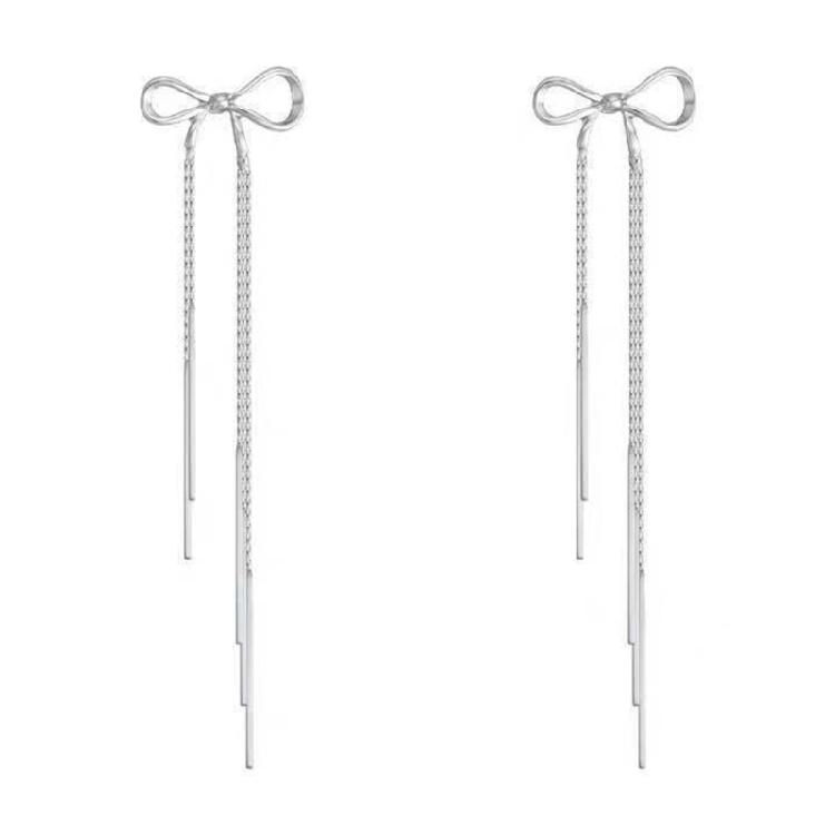 Exquisite Woman s Earring with Flowy Tassels Exquisite Bowknot Pendant Ear Studs 1