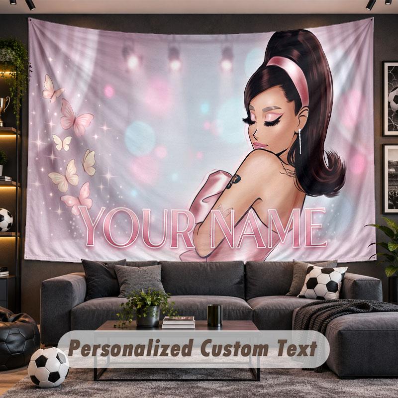 Wandbehang Wandteppich Benutzerdefinierter Name Ariana Grande Muster Personalisiert Bedruckter Stoff Wanddekoration