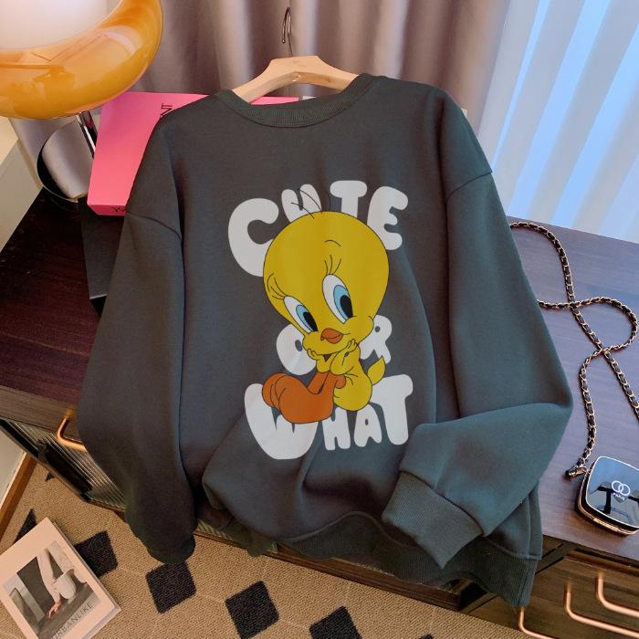 

American trendy brand velvet casual letter hooded sweater women s autumn and winter couples versatile unique super good-looking 2XL темно-сірий