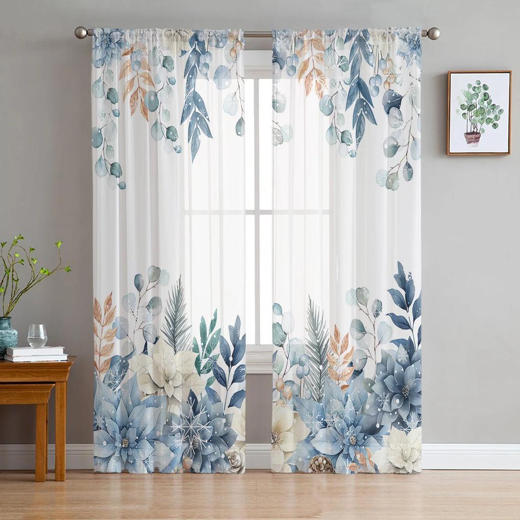 Weihnachten Schneemann Weihnachtsbaum Garnvorhang Fenster Tüll Vorhänge für Wohnzimmer Küche Fenster Transparent Voile Vorhänge