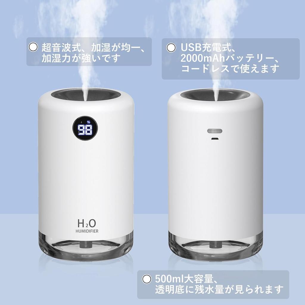 Compact Desktop Humidifier for Winter Digital Battery Level This Desktop Humidifier Is and Features a 2000mAh Perfect for Combating Dry Hay and Car
