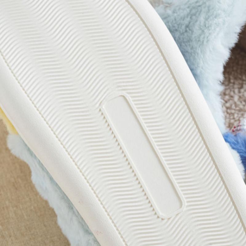 Daiso Vyšívané Pantofle s Fur Point do Obývacího Pokoje 230 250 Mm Modré