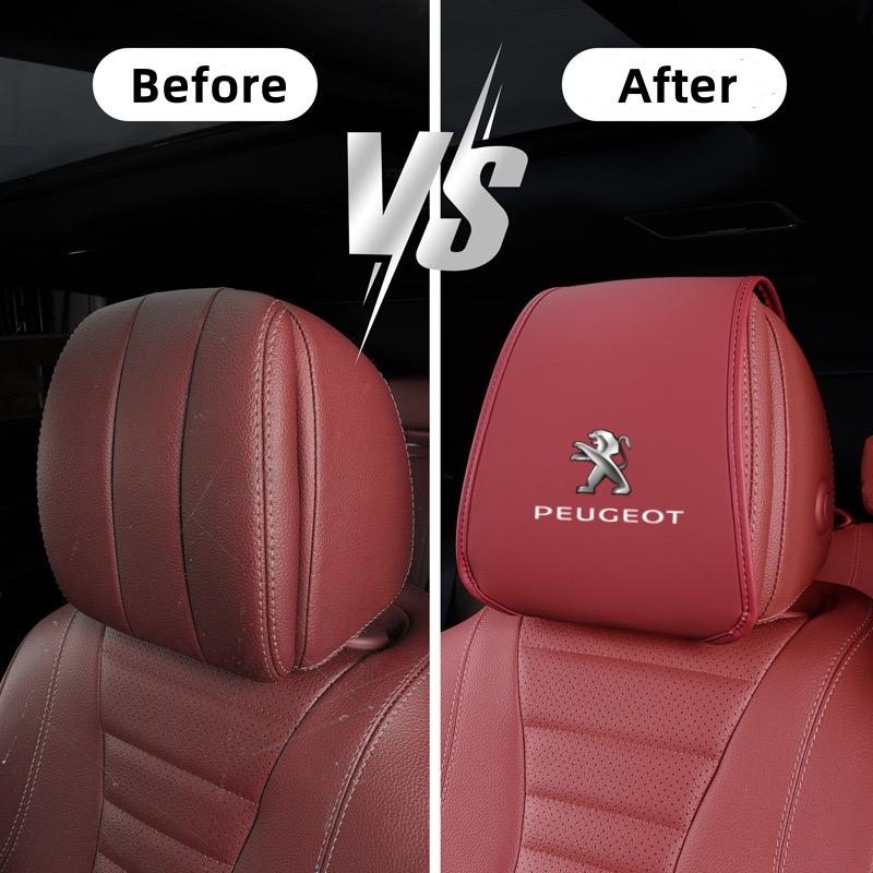Car Seat Headrest Leather Pillow Protective Cover For Peugeot 206 207 208 301 307 308 T9 406 407 408 508 2008 3008 5008 108 RCZ Q3