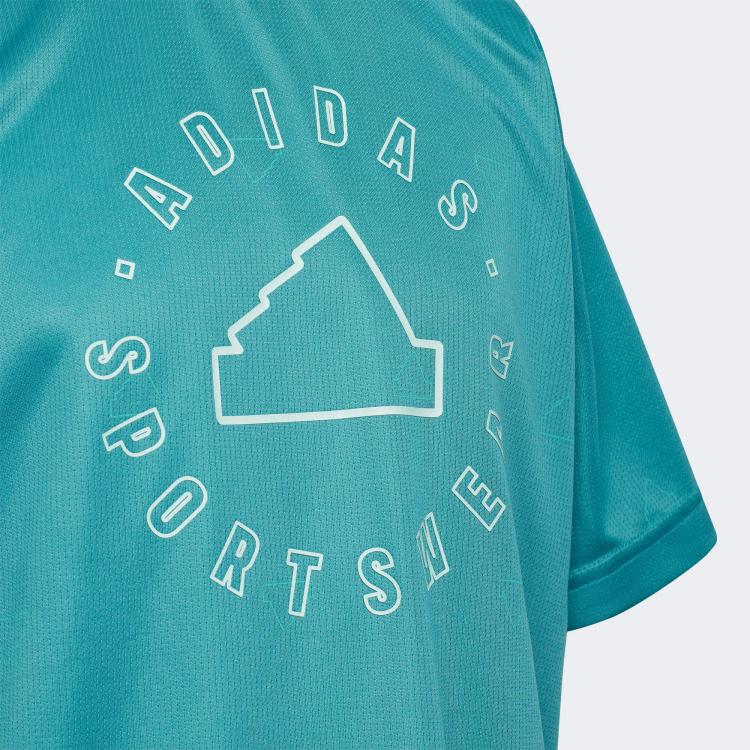 Adidas Sportswear T-Shirt Round Neck Brand Logo Letter Print Short Sleeve Kids tops Green IT4031
