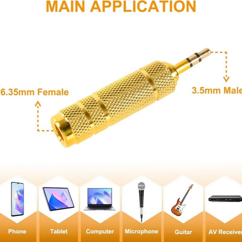 

Стерео аудиоадаптер, 6,35 мм гнездо на 3,5 мм штекер и 6,35 мм штекер на 3,5 мм гнездо, сплавной незаряженный разъем для наушников, микрофонов, гитар 3.5mm M to 6.35m F