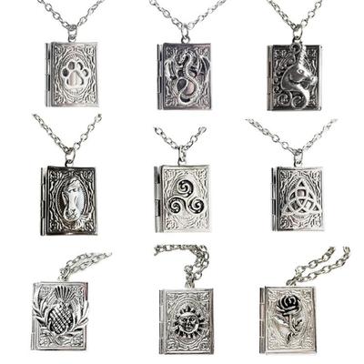Collana Ciondolo Locket Libretto Delicato Catena per Maglione Personalizzabile per Uso Quotidiano