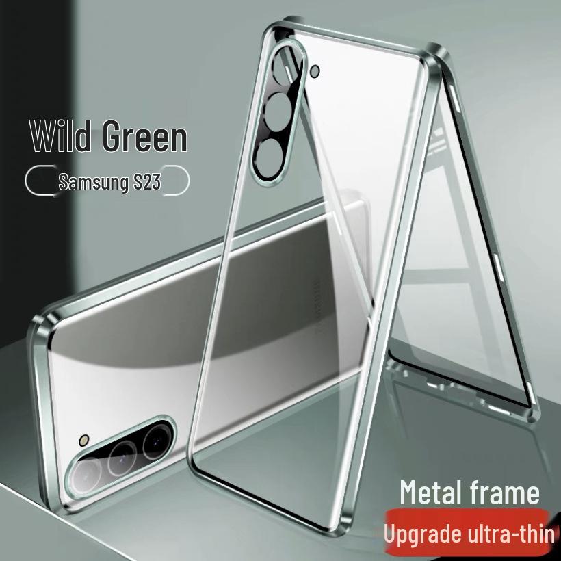Compatible Samsung S25u HD Full Coverage Transparent Protective Magnetic Metal Case