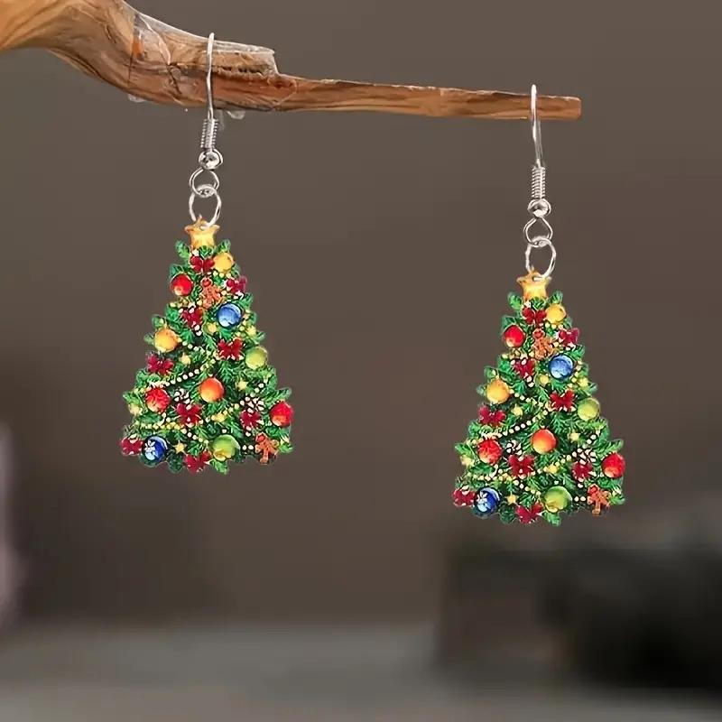 

CAOSHI Colorful Christmas Tree Flat Acrylic Dangle Earrings for Women Delicate Festival Versatile Earrings Gifts Accessories