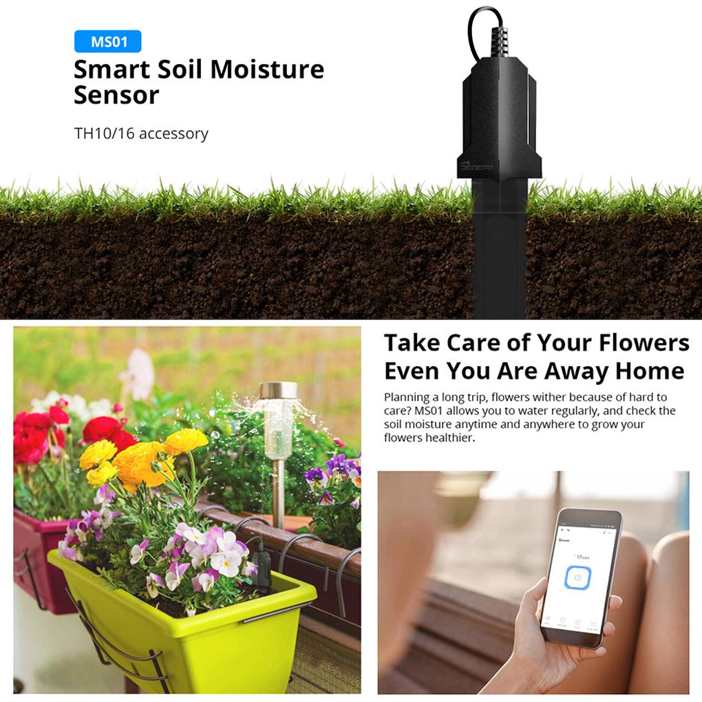 Sonoff Garden Greenhouse Soil Moisture Sensor IP55 Waterproof Voice Control Hygrometer Detector Automatic Irrigation System