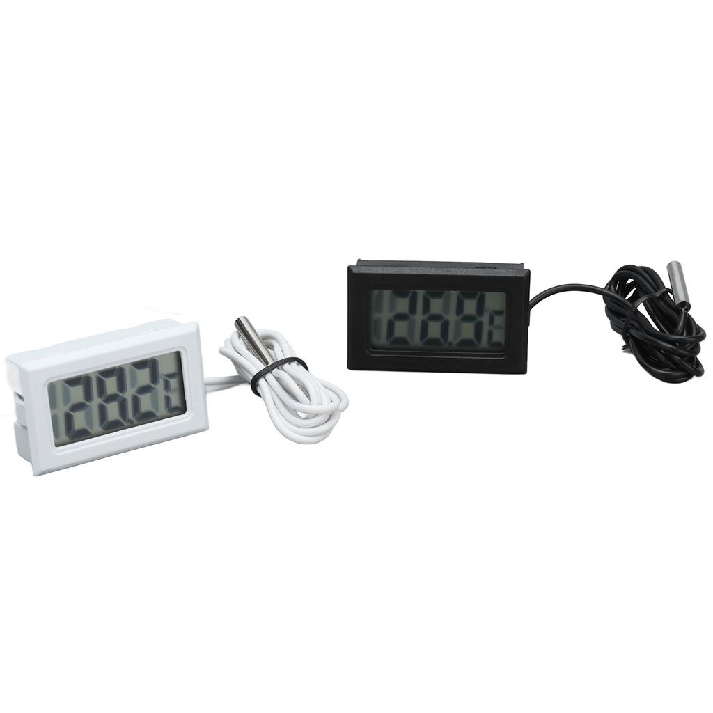 2Pcs Electronic Digital Thermometer Thermostat Temperature Meter 2s Refresh with Probe(Black White )