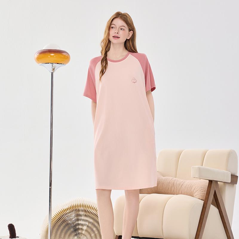 

Женская летняя ночная сорочка из хлопка и модала: Охлаждающий, с коротким рукавом, свободного кроя для сна или повседневной носки L (105-120 lbs)