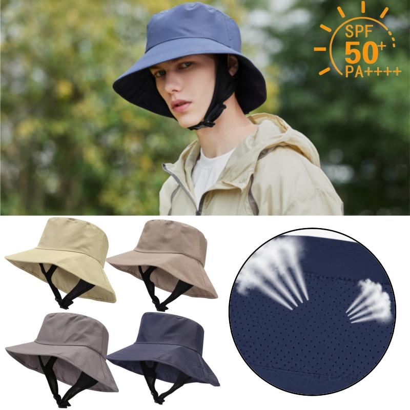 UPF50+ Beach Surf Bucket Hat Mesh Breathable Sun Hat Men Women Outdoor Fishing Cap Chin Adjustable Cap Water Sport Cap Sombrero
