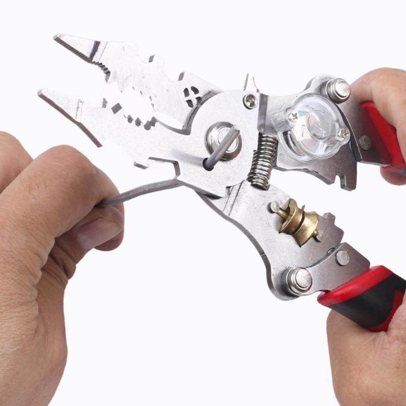 Multifunctional Folding Wire Stripper With Built In Voltage Tester For Precise Electrical Work Metal Construction Ergonomic Handle