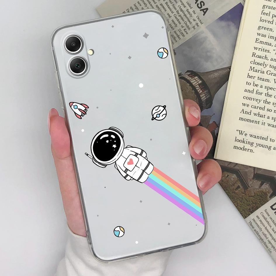 Cover For Samsung A15 A05 A35 A55 5G S23 FE S24 Plus Ultra Phone Cases Cute Bear Rainbow Clear TPU Silicone Shockproof Fashion Bumper For Galaxy Capas