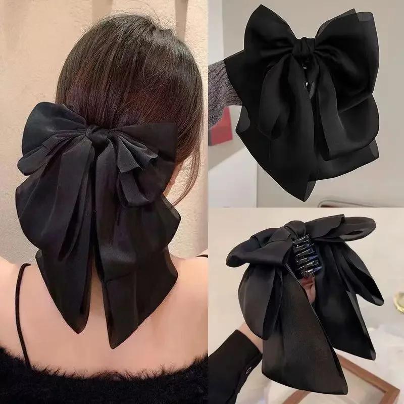 Korean Big Size Bow Hair Clip Claw Clamp Women High Ponytail Barrettes Headwear Girls Women Hair Accessories Hair Clips