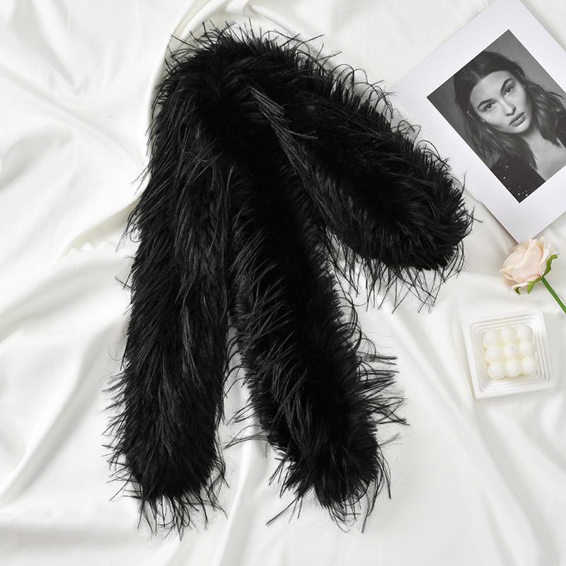 Luxury Plush Long Fluffy Scarf with Tassel Winter Outdoor Warm Versatile Thick Shawl Neckerchief for Women