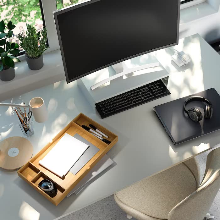 Digital Shoppy IKEA ELLOVEN Monitor Stand with Drawer, White (804.747.83)