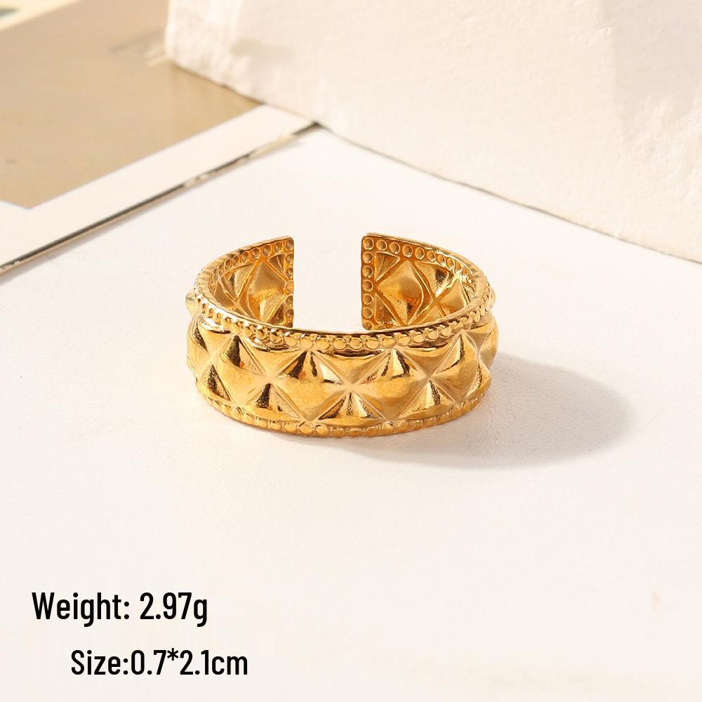 European Chic Irregular Open Ring Set with Creative Convex-Concave Texture for Women
