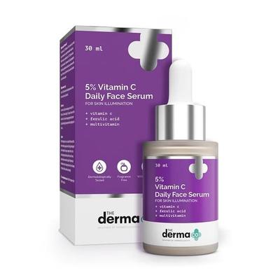 The Derma Co 5% Vitamina C Daily Face Serum com Ácido Ferúlico e Multivitamínico para Iluminação da Pele - 30ml