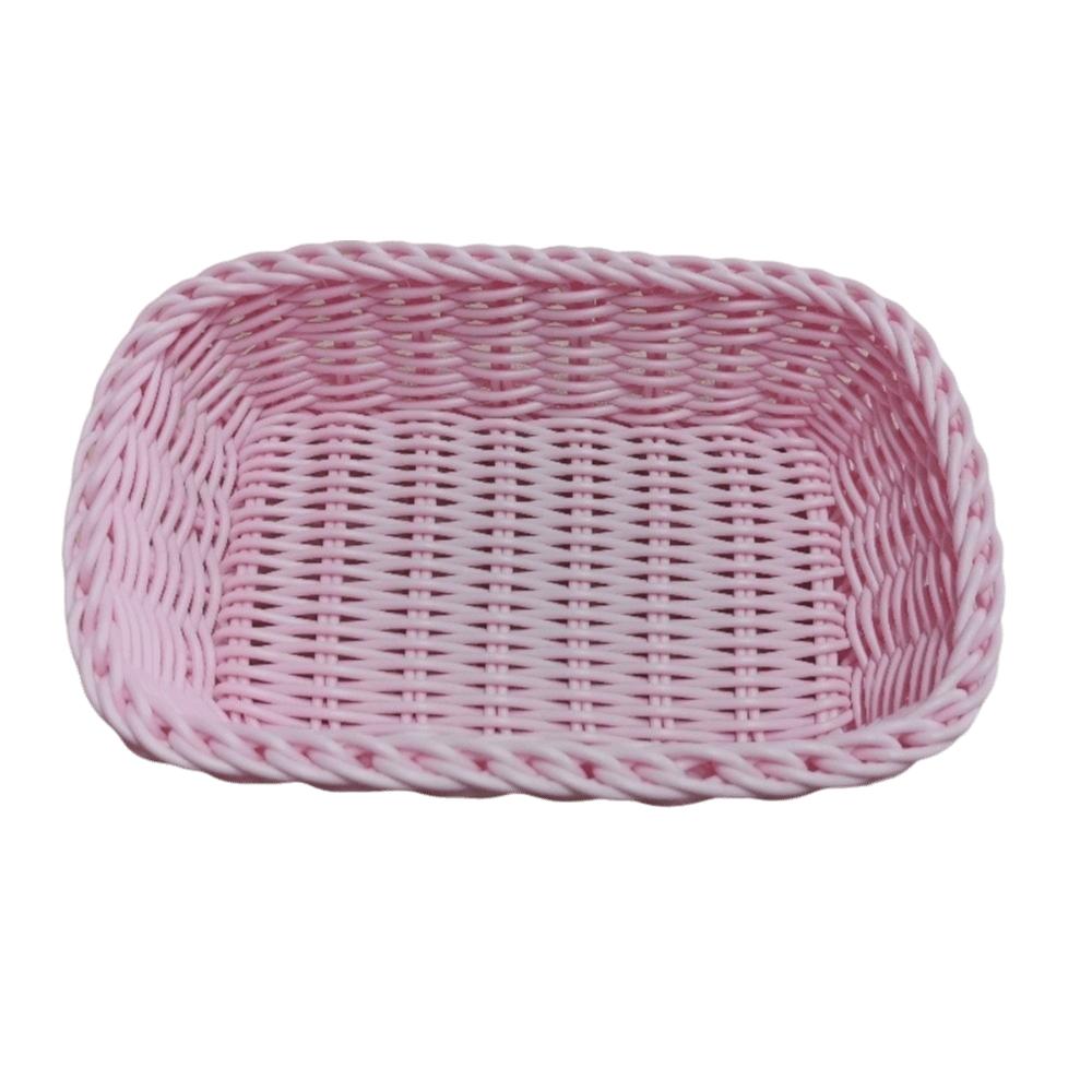 Organizer Desktop Basket Sweet Color Imitation Rattan Storage Basket Home Storage Basket  Bathroom розовый
