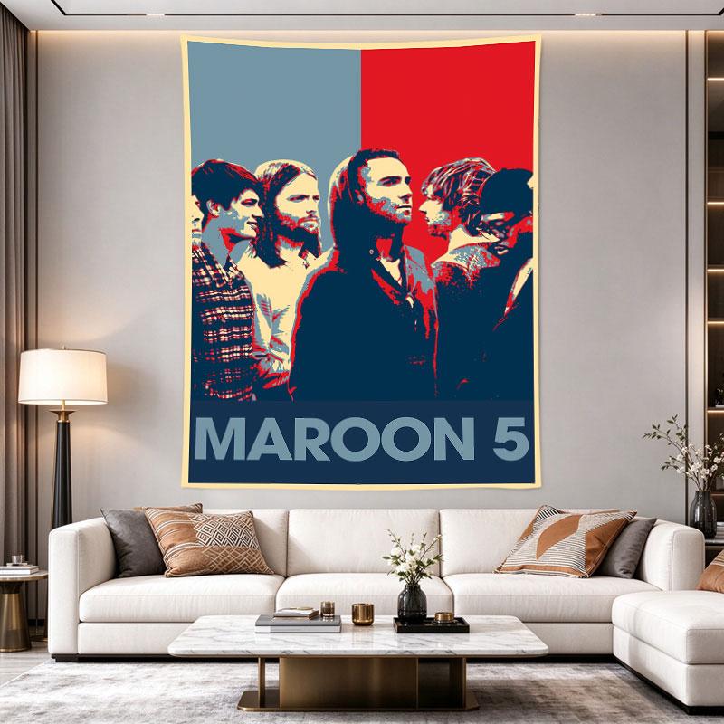 Maroon 5 Band Retro Red Blue Pop Art Concert Poster