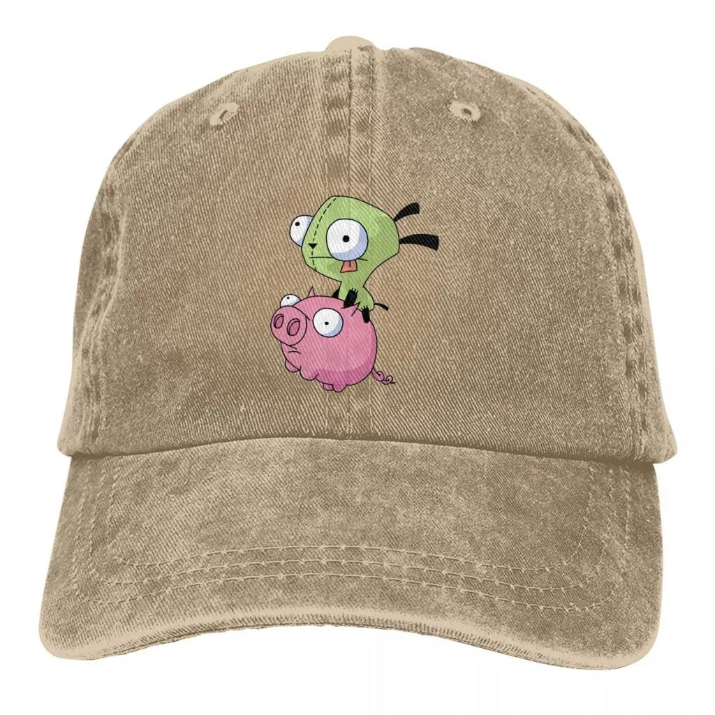2026 Gir Riding A Pig Invader Zim Merch Unisex Baseball Cap Distressed Cotton Hats Cap Vintage Outdoor Summer Cap