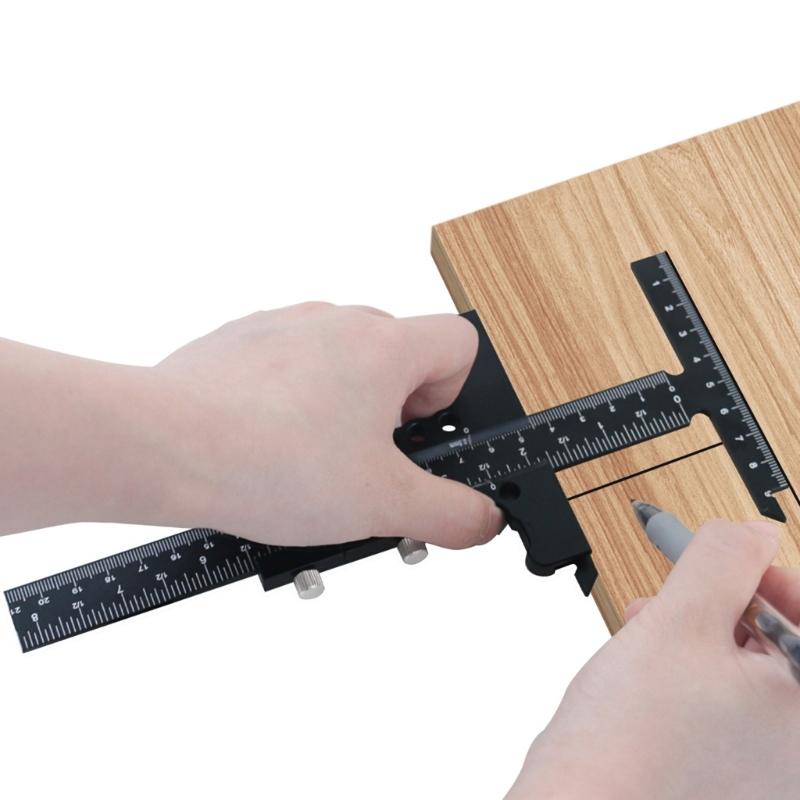 T-Square Ruler, Adjustable Aluminum Alloy Scriber Drawing T-Ruler for Carpentry Measuring Woodworking Line Drawing