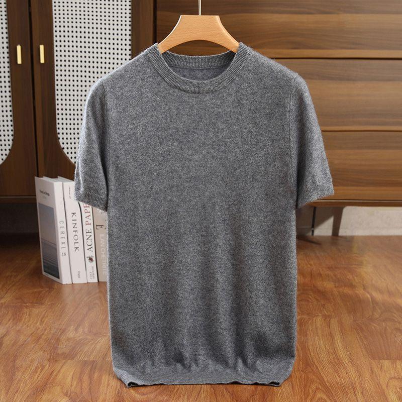 Men's Black Crew Neck Basic T-Shirt Short Sleeve Solid Color Casual Cotton Tee Versatile