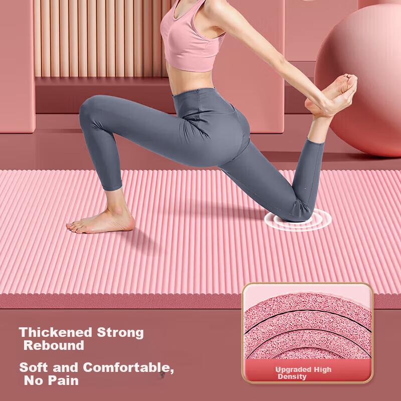 Li-Ning Yoga Mat, Thickened Wide, Professional Non-Slip, Fitness Jump Rope Exercise, Soundproof Shock-Absorbing Sports Dance Mat for Home Use
