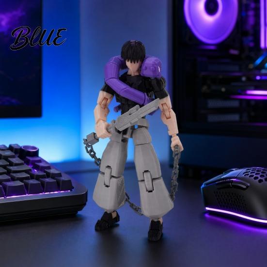 Articulated Anime Toy 3D Printed Character Figure, Movable Joints Action Figure with Desk D