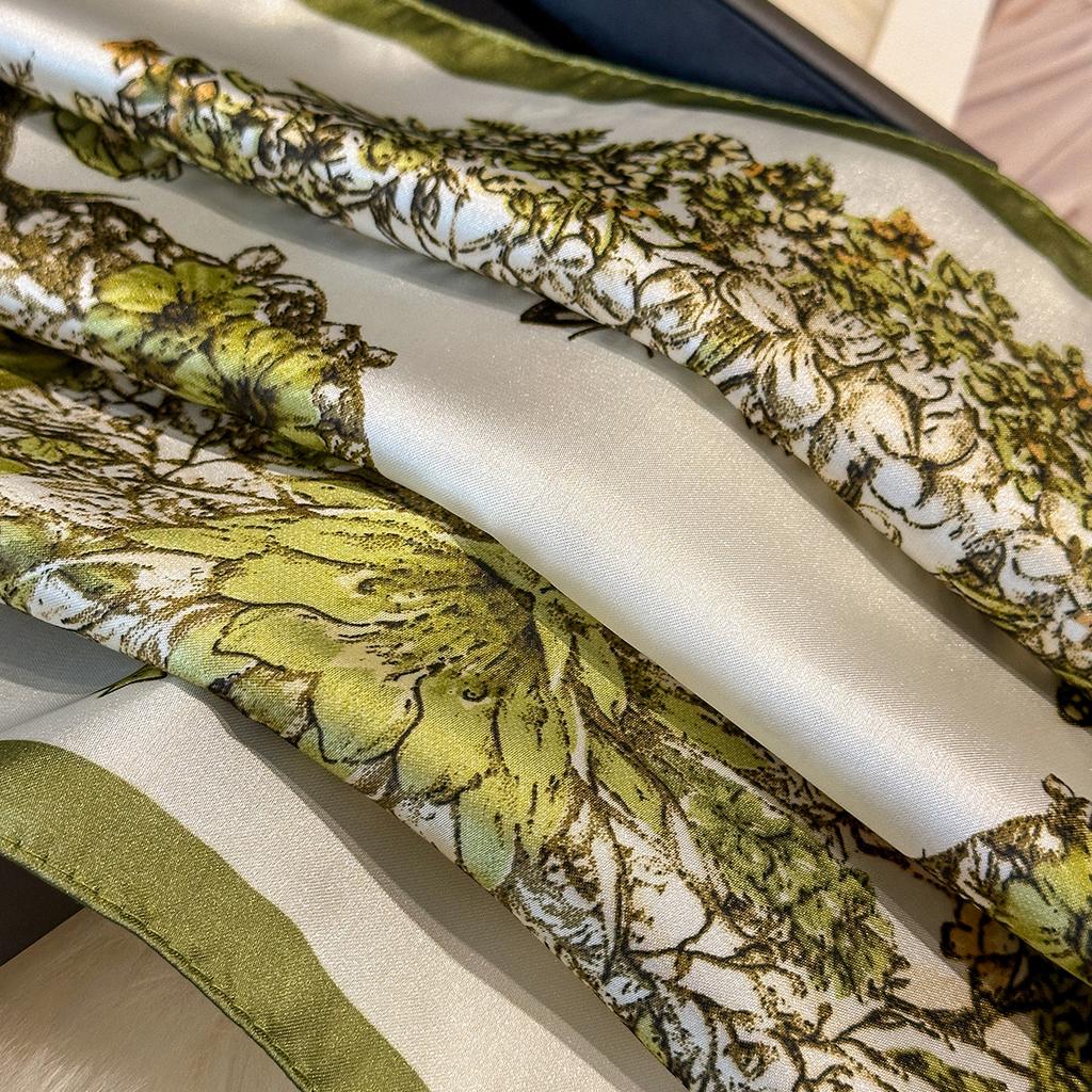 New Fashion 70X70cm Women's Scarf Silk Butterfly Print Scarf Square Shawl Decorative Headband Neck Luxury Design Bandana