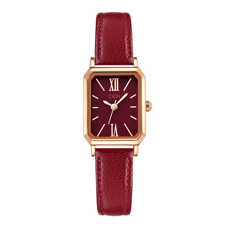 Gedi Minimalist Rectangular Women’s Watch – Retro Korean Style Quartz for Students