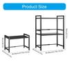 Adjustable Microwave Oven Rack with Hanging Hooks Sturdy Kitchen Counter Storage Portable Carbon Steel Storage Rack