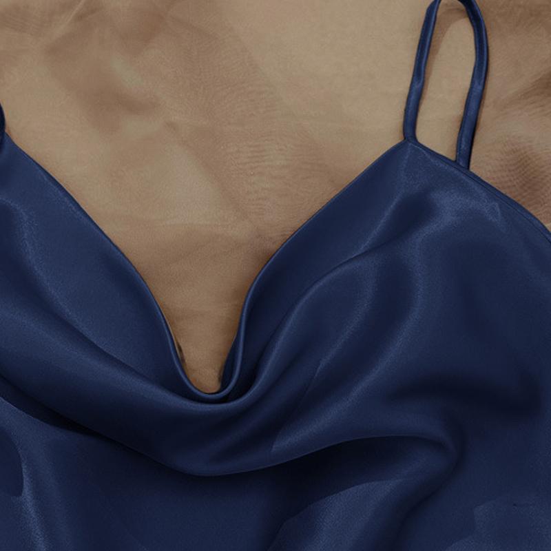 Düz Renk Buz İpek Pijama Kadın İnce Ev Askılı Şort Takımı Seksi Hafif İki Parçalı Ev Kıyafeti