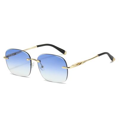 New Retro Frameless Gradient Oval Sunglasses Women Men Luxury High Quality UV400 Trendy Casual Glasses