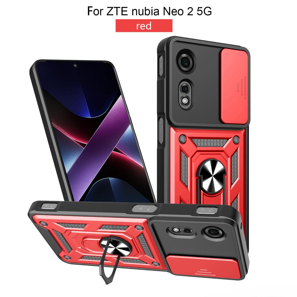 For ZTE Nubia Neo 2 Case ZTE Nubia Neo 2 Cover Nubia Neo2 Magnetic Ring Holder Armor Phone Case Slide Camera Protect Back Cover