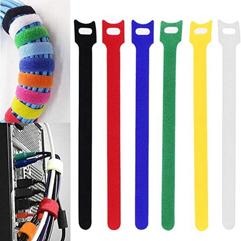 Attaches de câble amovibles en plastique coloré, 50 pièces, attaches de câble réutilisables, boucle en Nylon, attaches à fermeture éclair, fil d'attache de câble de type T