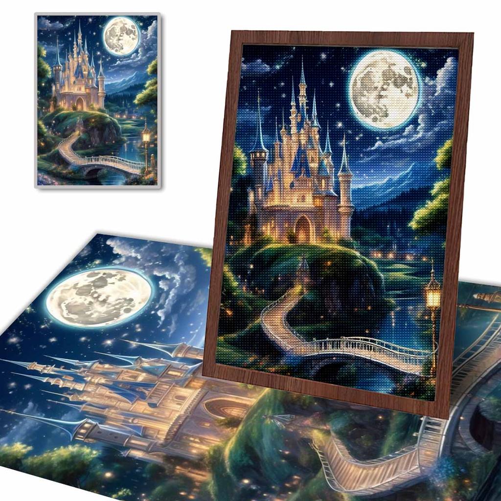 DIY Diamond Painting The Castle on The Mountain Cross Stitch Kit Mosaic Art Diamond Painting Full Circle Diamond Home Decoration