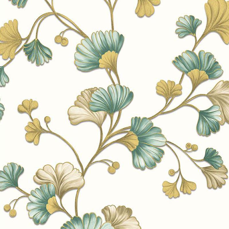 Vintage Ginkgo Leaf Wallpaper 3D Living Room Bedroom Background Hotel Vine Floral Wall Paper House Decoration