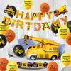 Traffic Construction Vehicle Latex Balloon Pulling Flag Badge Set Birthday Party Decoration Venue Layout