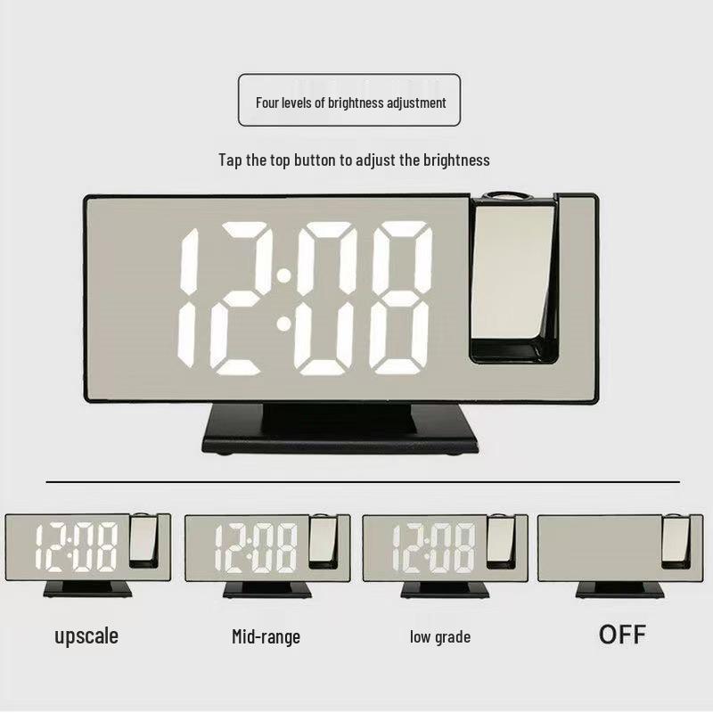 2026 LED Digital Projection Clock: Multifunctional Desktop Mirror & Large Screen Wall Clock with Alarm