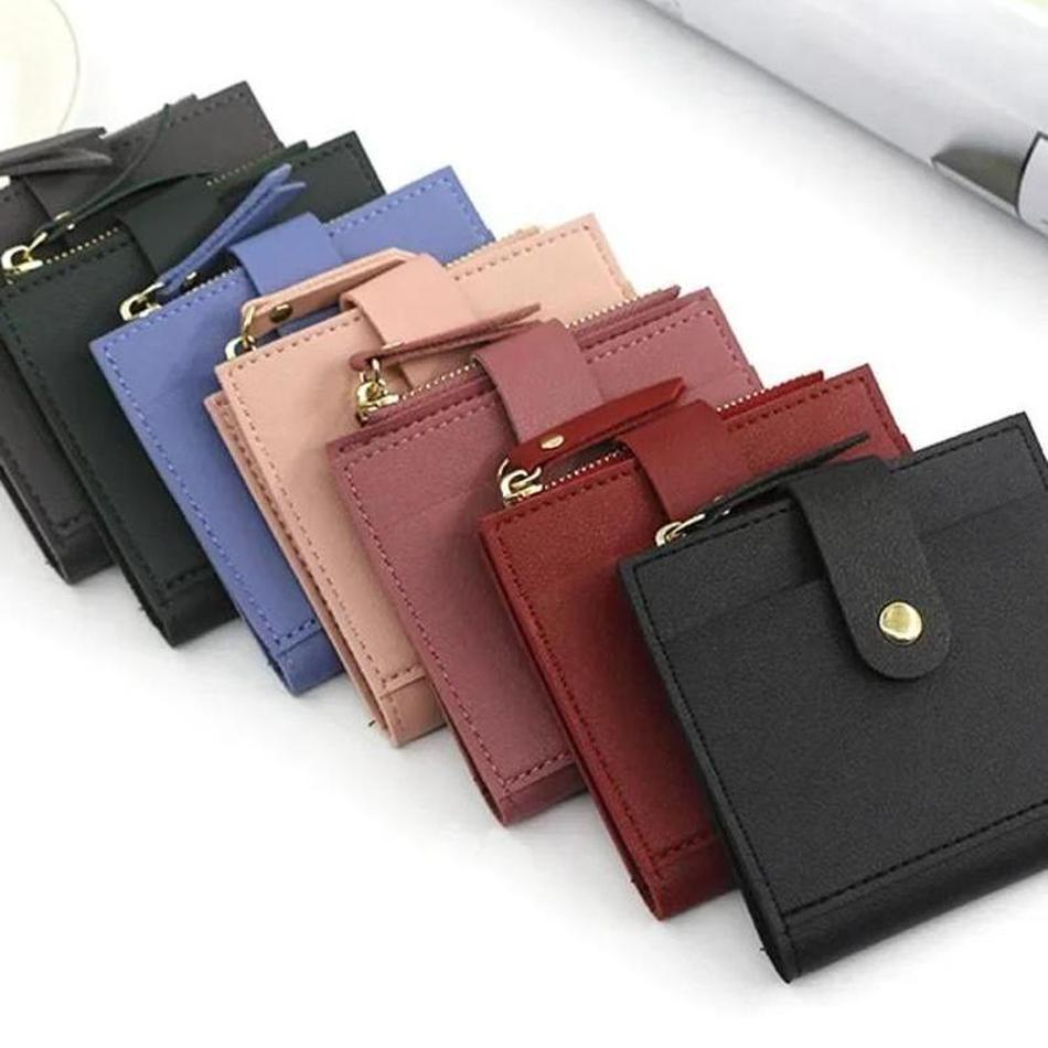 1 Pcs Pu Leather Purse Female Card Coin Holder Small Wallets Credit Cards Short Wallets Fashion Women's Wallet Zipper Pocket