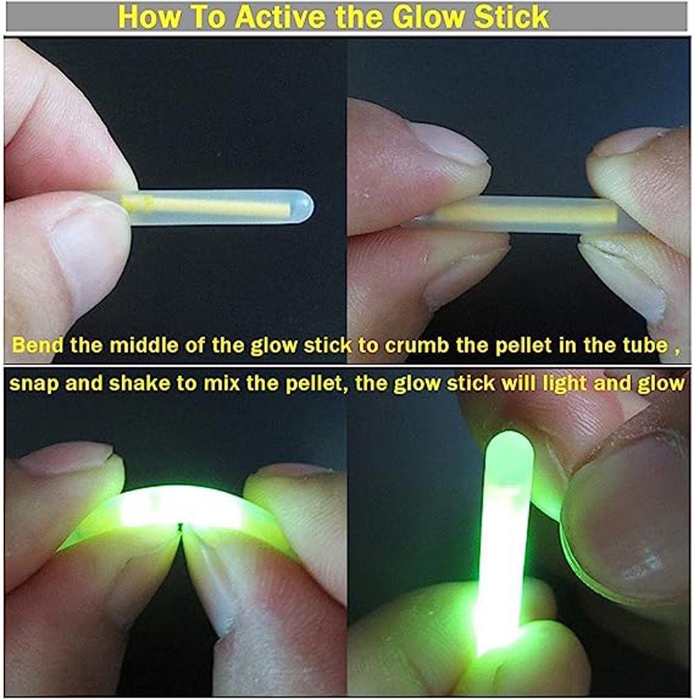 100pcs Luminous Fishing Light Sticks Glow in Dark Night Fishing Float Lights Accessories High Visibility for Rod Tip Accessories 260319