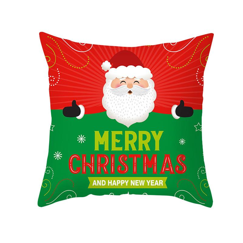 Home Products Christmas Cushion Cover Cartoon Letter Print Peach Skin Cushion Cover