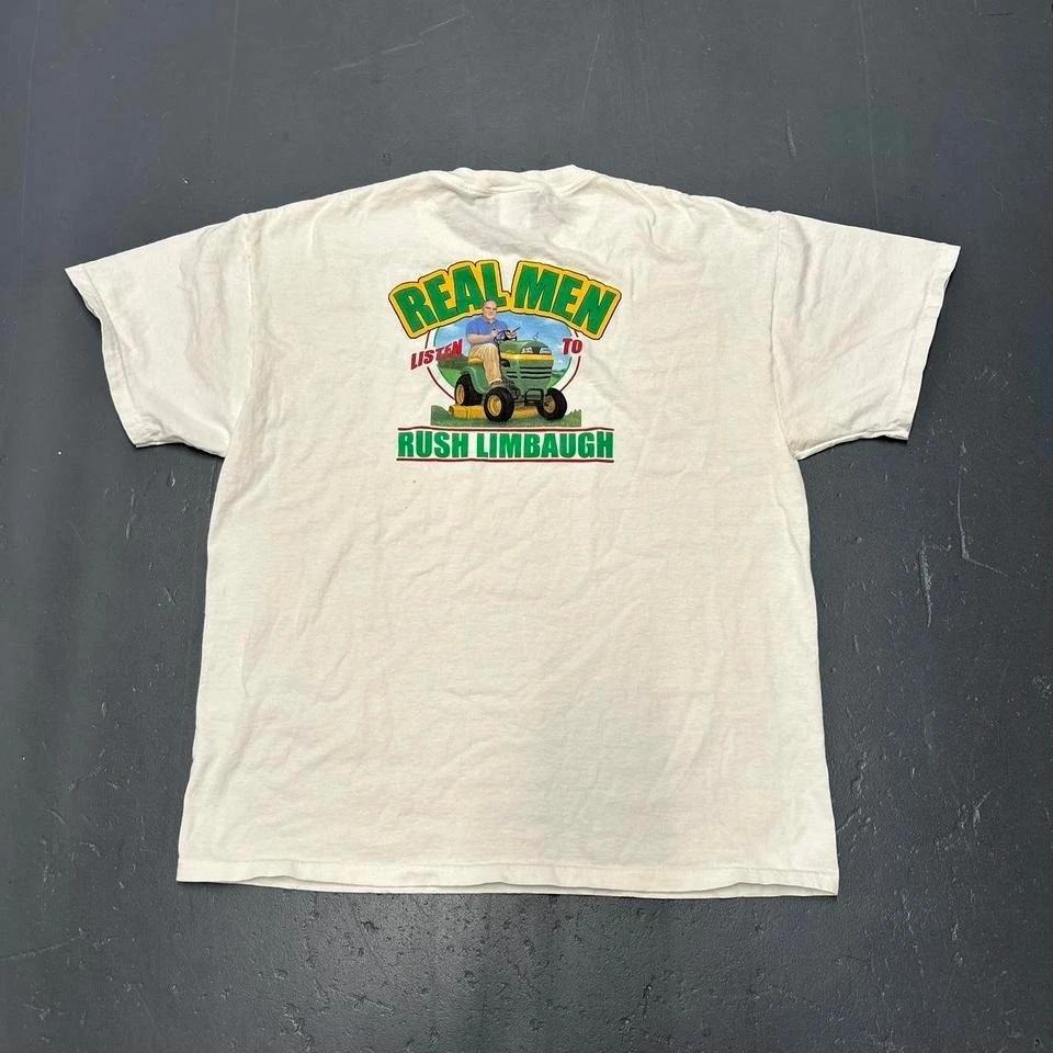 Vintage 90s  real men listen to Rush Limbaugh  double sided big print Tshirt XL