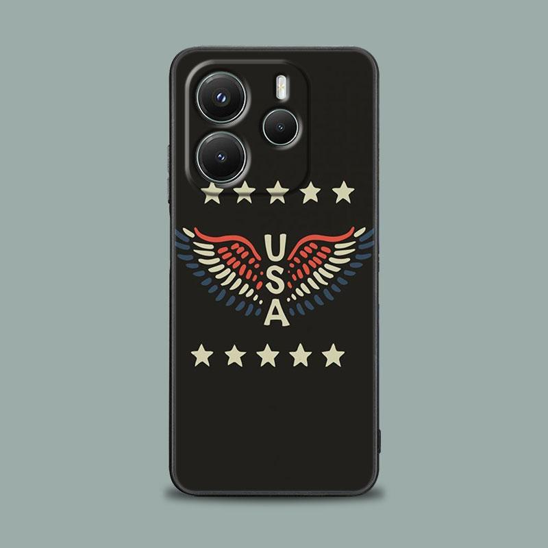 Phone Case for Xiaomi Redmi 15C 14C 12C 13C Redmi Note 15 14 13 12 11 10 Pro Plus 12S Silicone Soft Cover American USA Flag Star