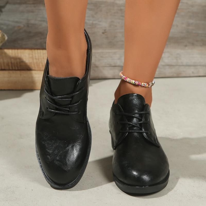 Women Retro Loafers Shoes 2025 New Luxury Brand Oxford Flat Shoes Women's Lace Up Outdoor Work Platform Shoes