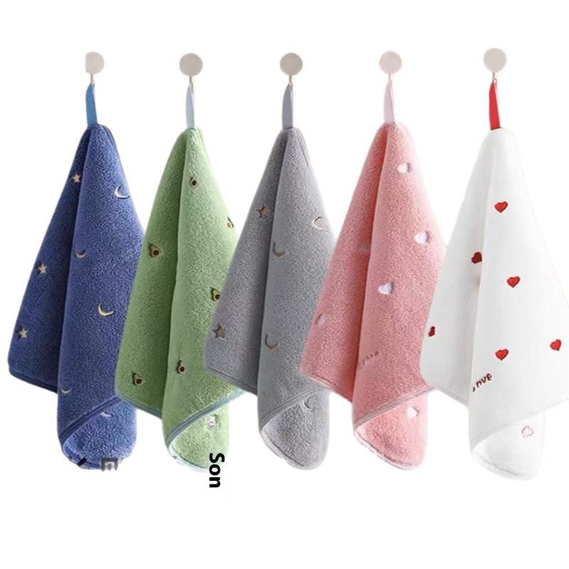 30X30Cm Cartoon Small Embroidery Pure Cotton Household Soft Non-Linting Bathroom Adult Face Hand Towel