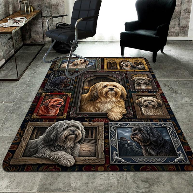 Canine Legacy Portraits Pattern Rug Floor Mat for Living Room or Bedroom Soft and Comfortable Carpet a Gift for Birthday and Holiday.